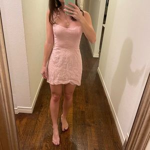 Reformation Roarke Linen Dress pink